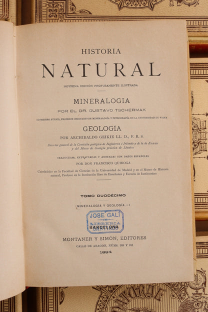 Historia Natural, Montaner y Simón, 1891-1895, Completa