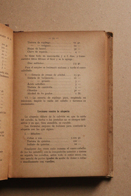 Las mejores recetas de la Perfumería Cosmética, J.S.Frazer, 1939