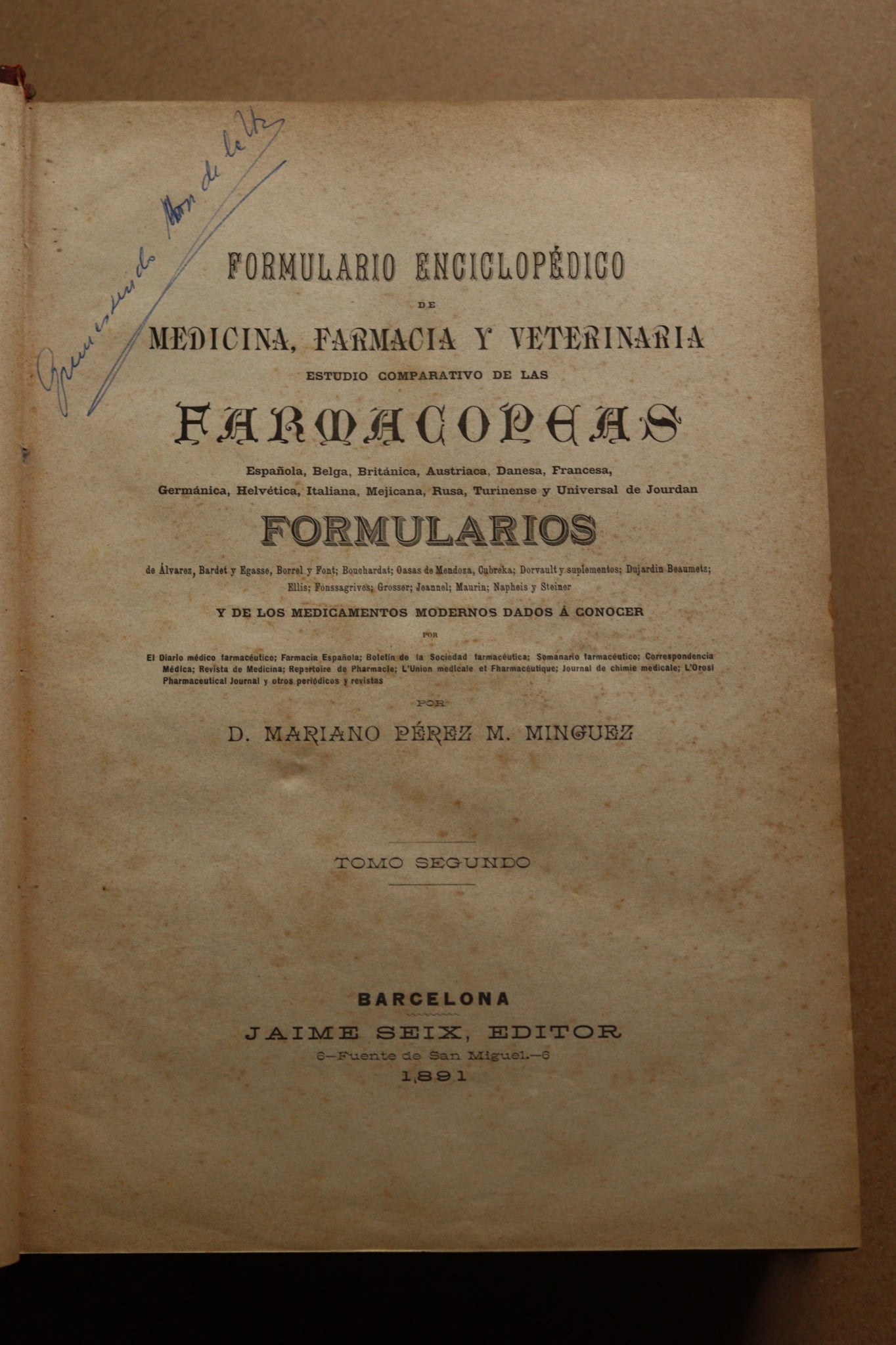 Formulario Enciclopédico Medicina, Farmacia y Veterinaria, Jaime Seix, 1893