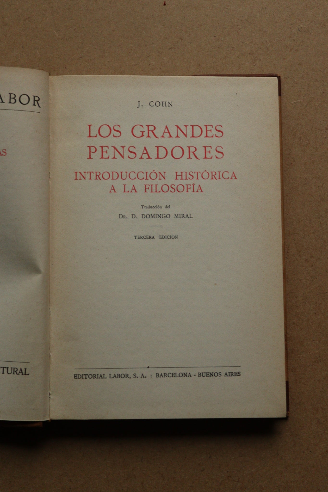 Los grandes pensadores, Introducción histórica a la filosofía, 1935