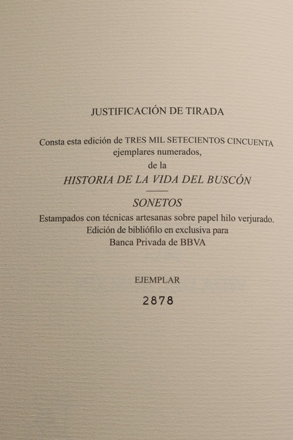 Historia de la vida del Buscón, Sonetos, Edición Limitada y Numerada, 2013