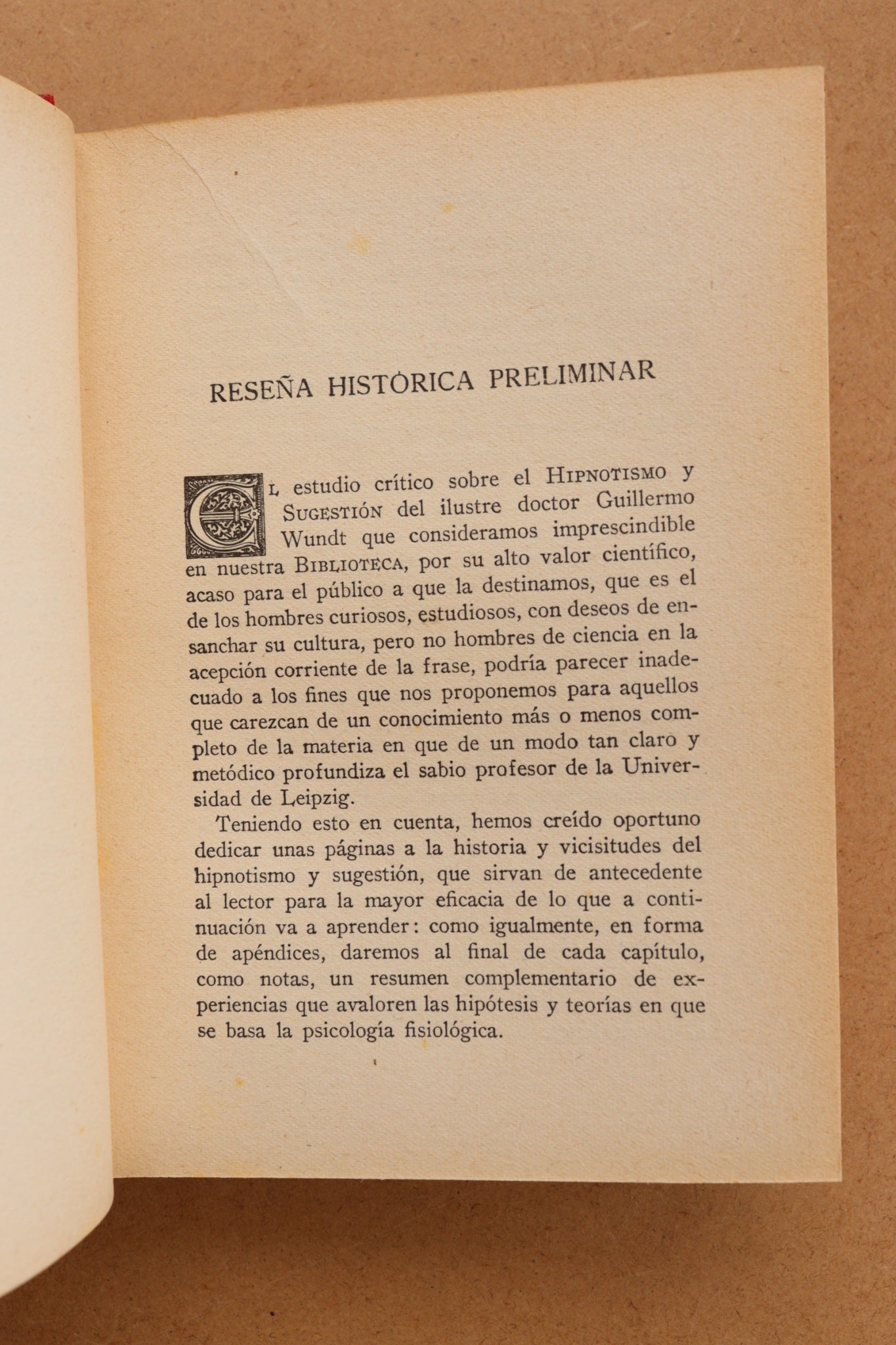 Hipnotismo y Sugestión, W. Wunt, Años 30