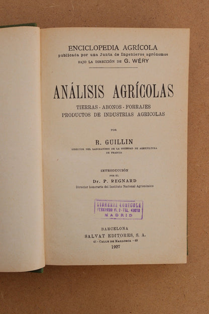 Análisis Agrícolas, 1927