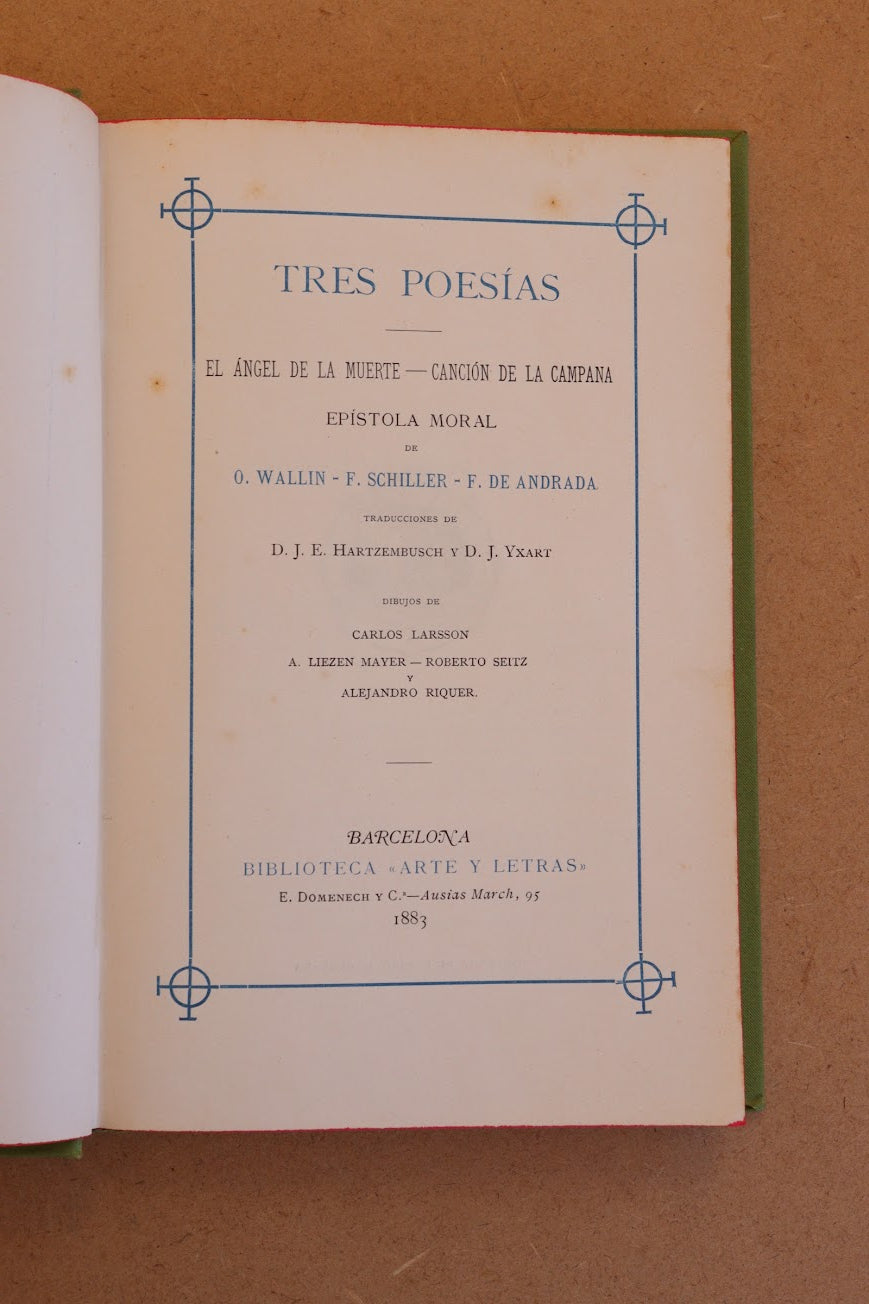 Tres Poesías, Biblioteca Arte y Letras, 1883