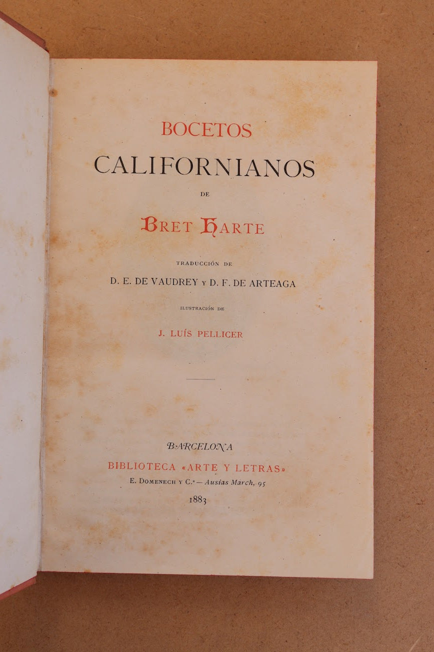 Bocetos Californianos, Biblioteca Arte y Letras, 1883