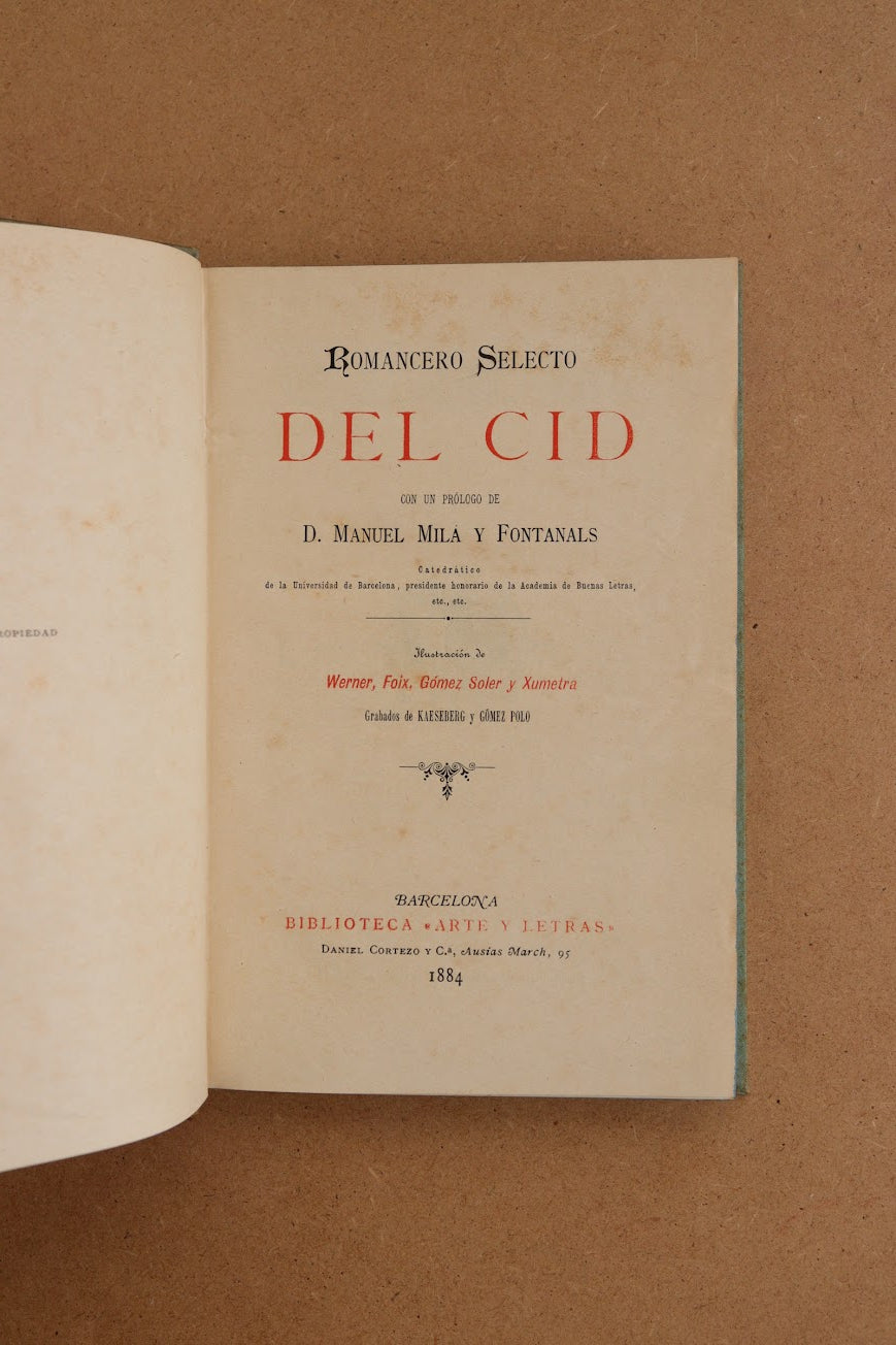 Romancero del Cid, Biblioteca Arte y Letras, 1884