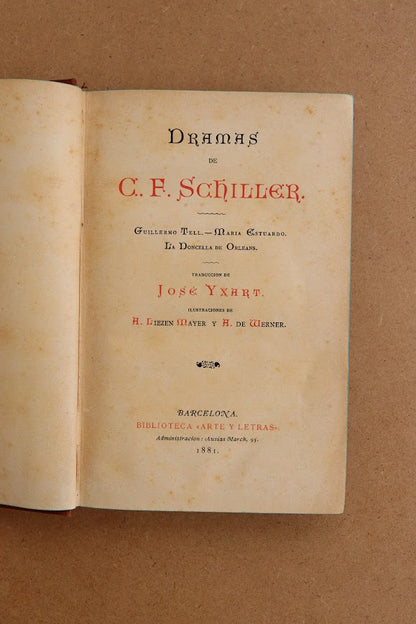 Dramas de Schiller, Biblioteca Arte y Letras, 1881