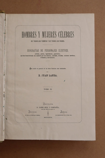 Hombres y Mujeres Célebres, Jaime Seix, 1877