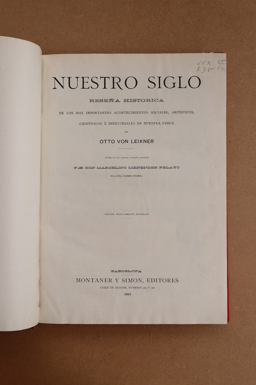 Nuestro Siglo, Montaner y Simón, 1883