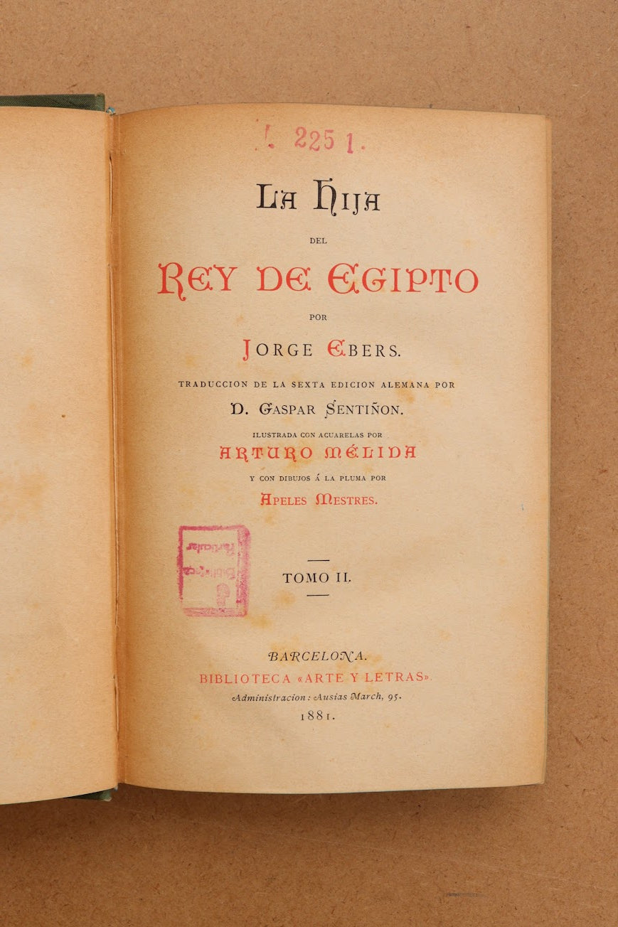 La hija del Rey de Egipto, Biblioteca Arte y Letras, 1881