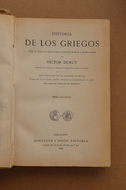 Historia de los Griegos, Montaner y Simón, 1890-1891