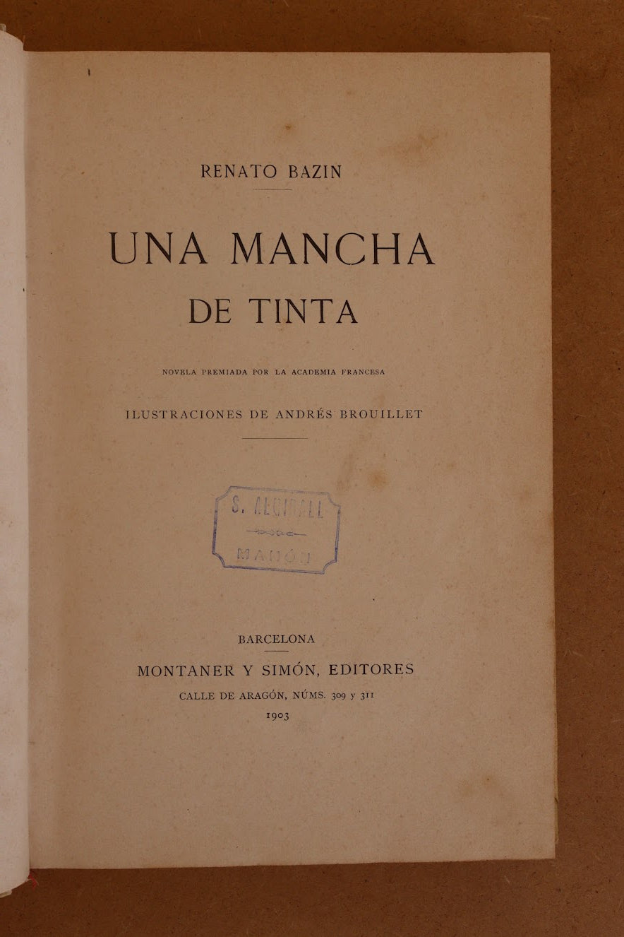 Una Mancha de Tinta, Montaner y Simón, 1903