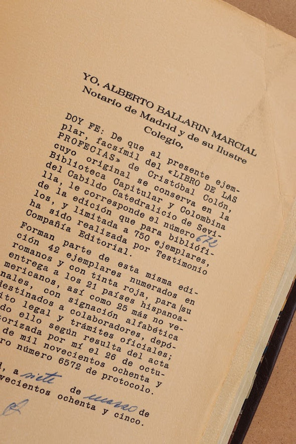 Libro de las Profecías de Cristóbal Colón, 1985