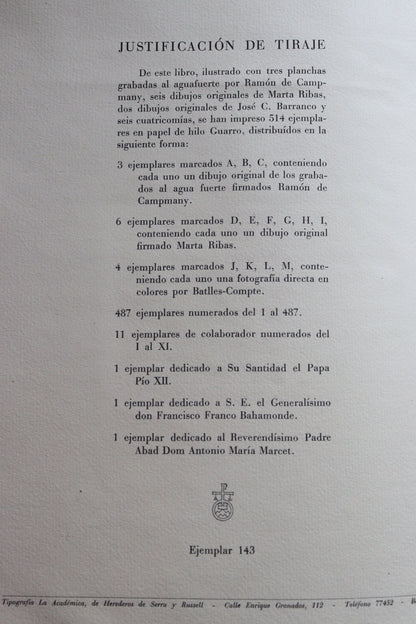 Montserrat Montaña Santa, Edición Limitada y Numerada, 1945