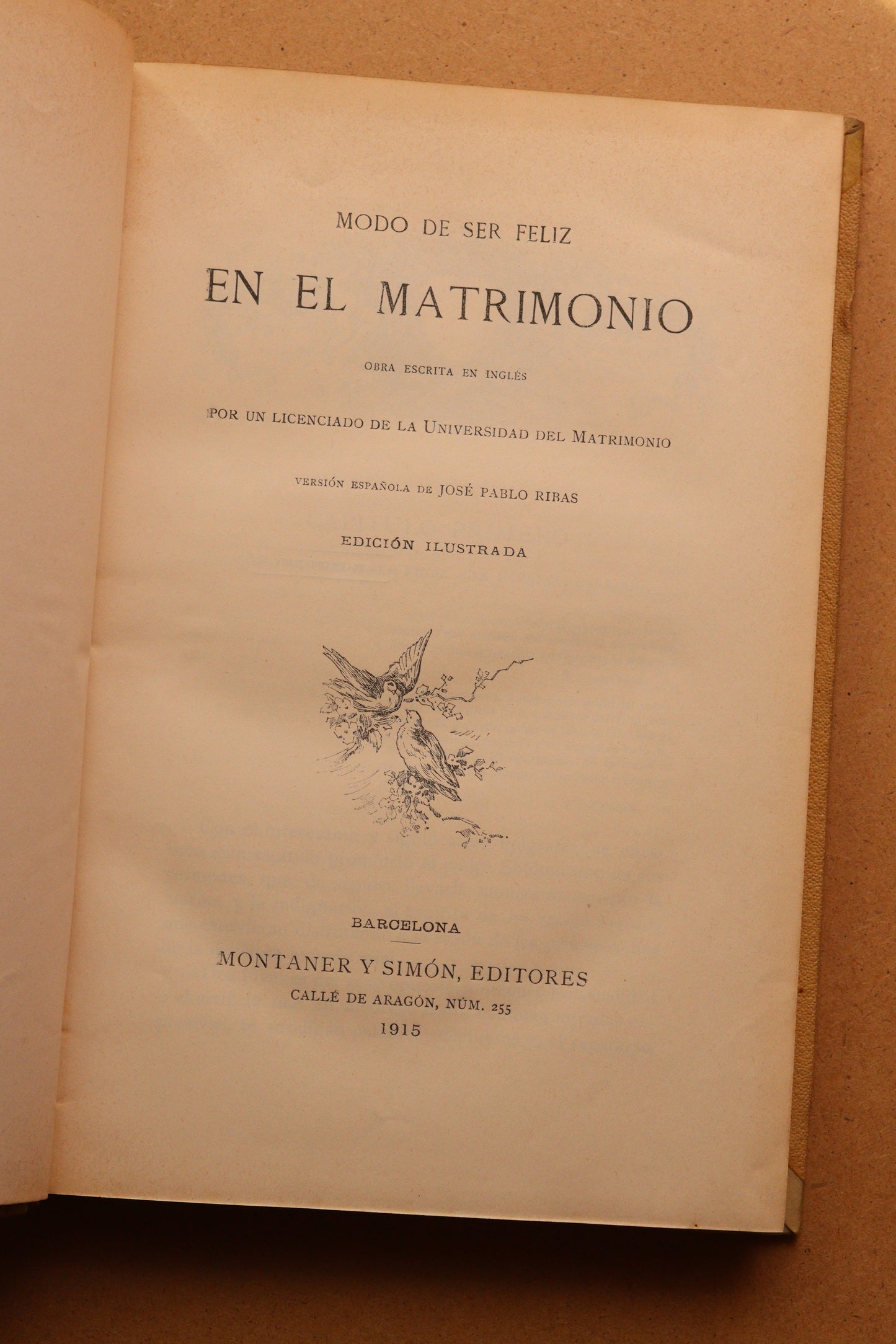 Modo de ser feliz en el matrimonio, Montaner y Simón, 1915