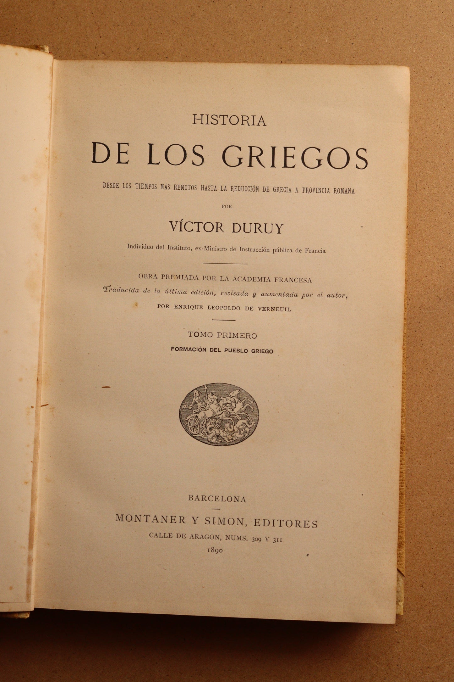 Historia de los Griegos, Montaner y Simón, 1890-1891