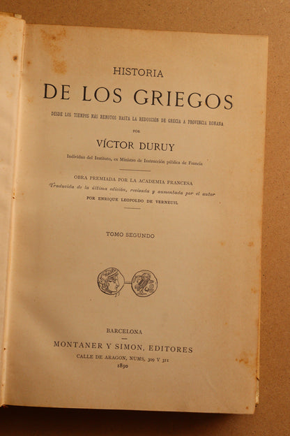 Historia de los Griegos, Montaner y Simón, 1890-1891