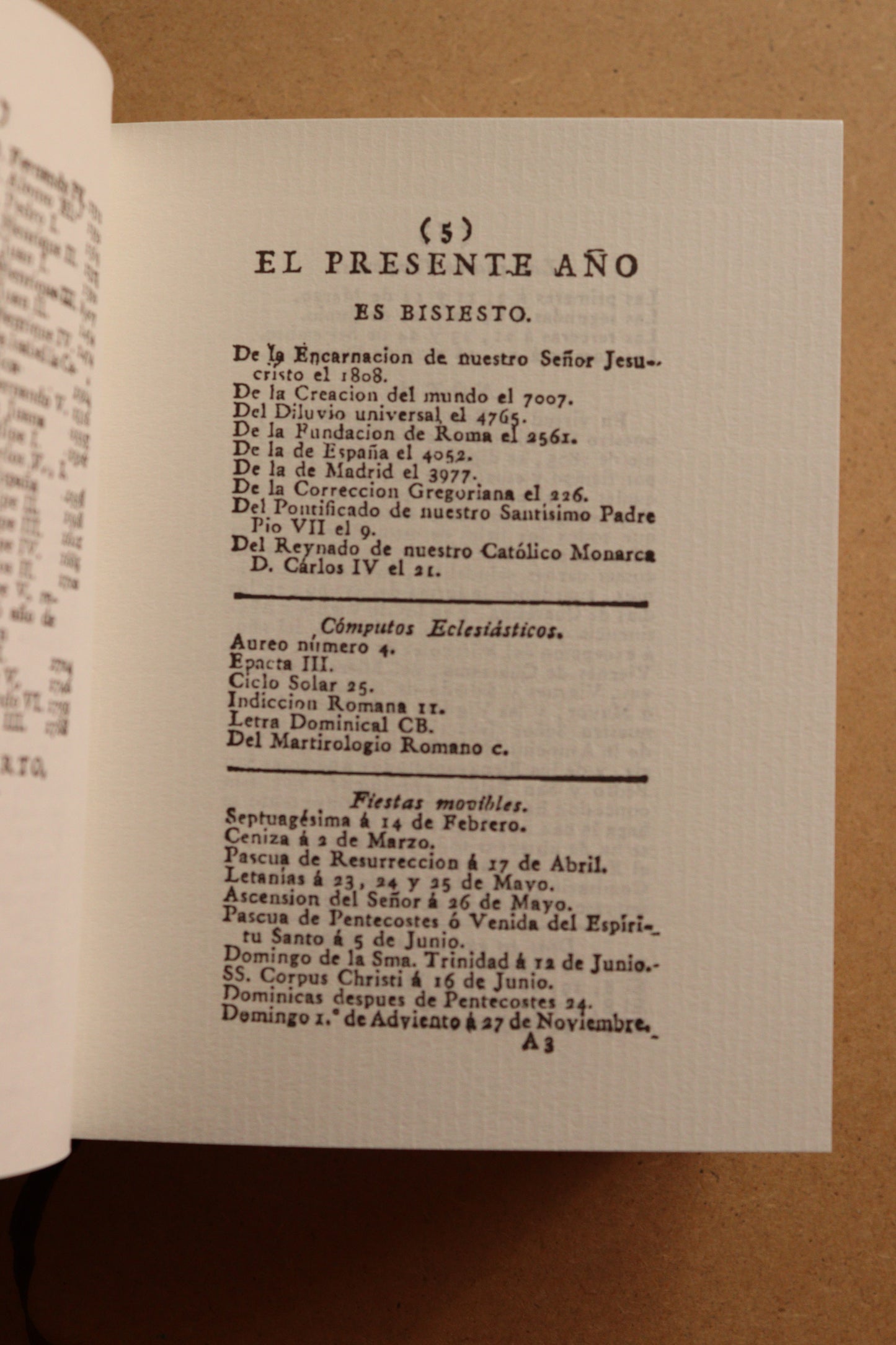 Kalendario Manual y Guia de Forasteros en Madrid 1808, Edición Limitada y Numerada