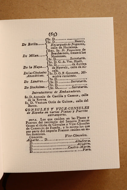 Kalendario Manual y Guia de Forasteros en Madrid 1808, Edición Limitada y Numerada