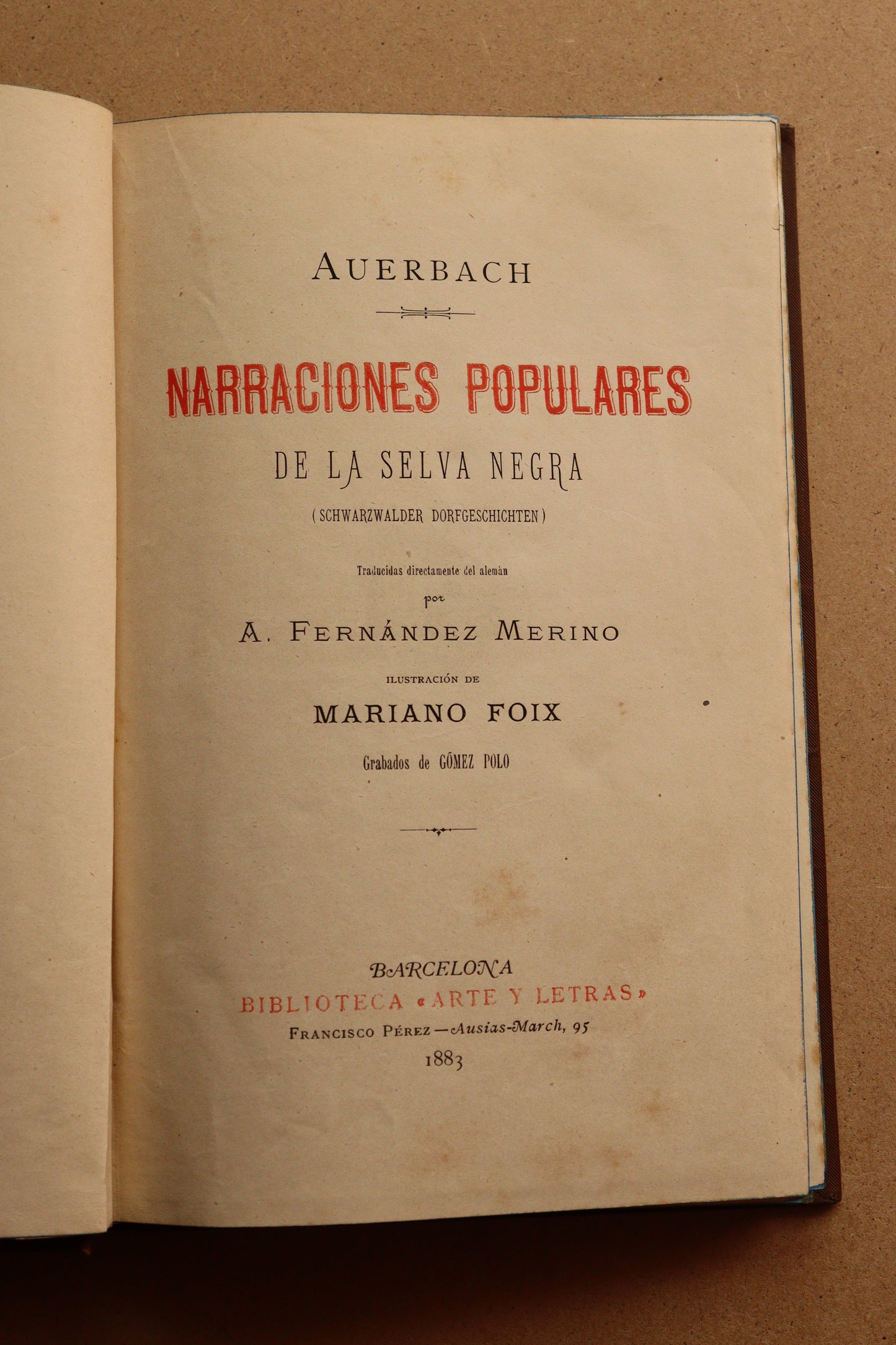 Narraciones Populares de la Selva Negra, Biblioteca Arte y Letras, 1883