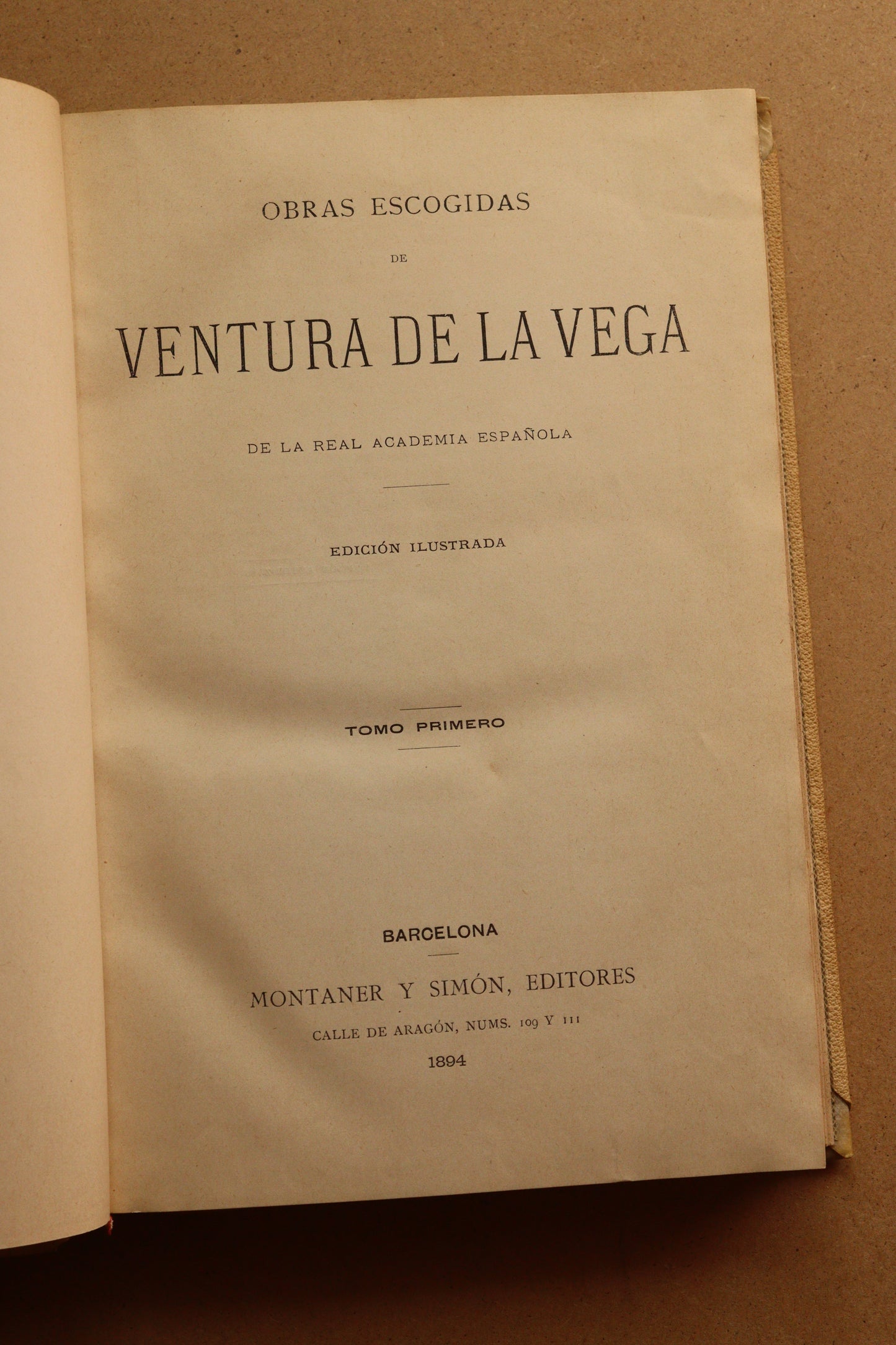 Obras Escogidas de Ventura de la Vega, Montaner y Simón, 1894