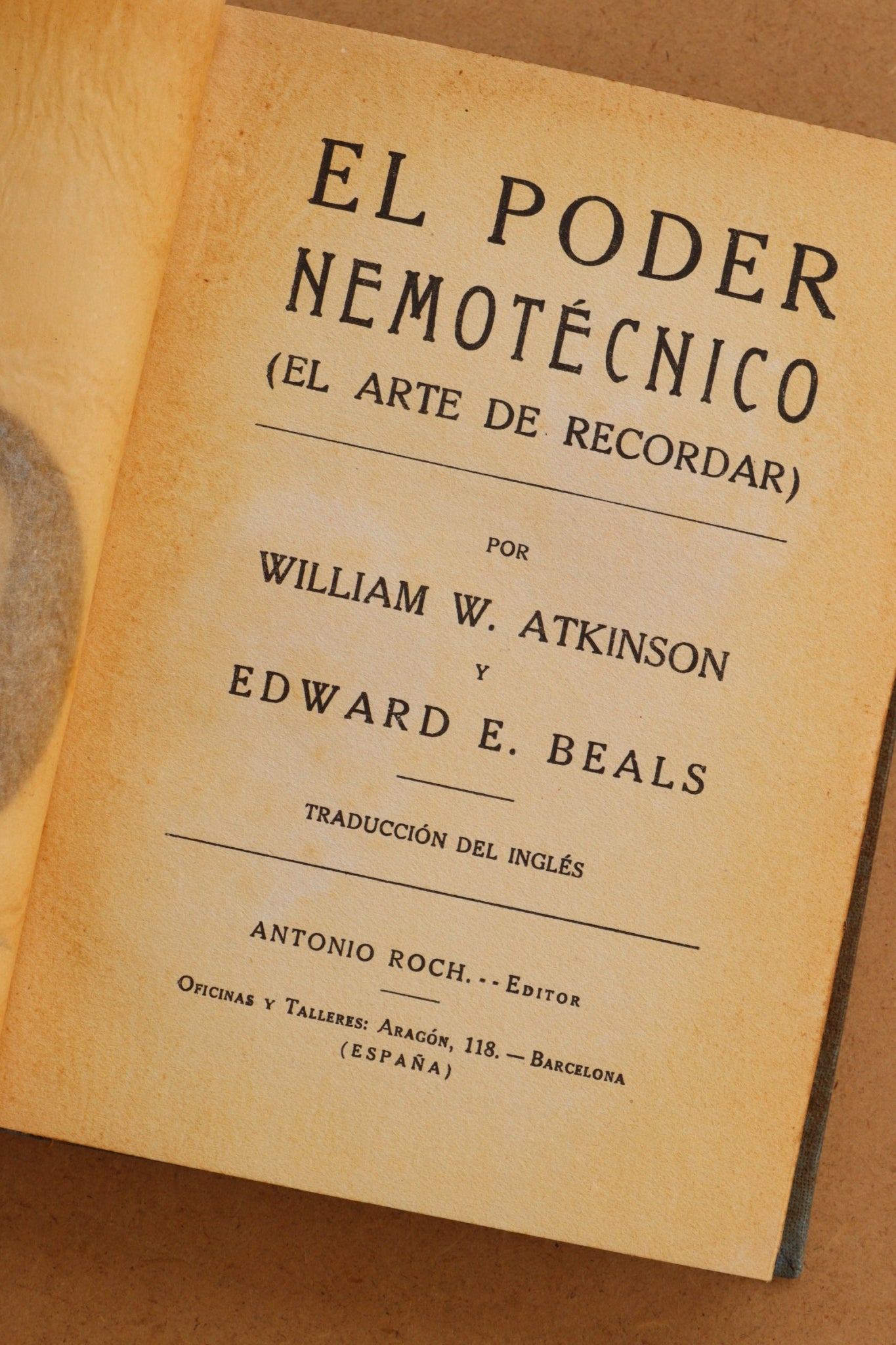 El Poder Nemotécnico, W. Atkinson & E. Beals, 1920